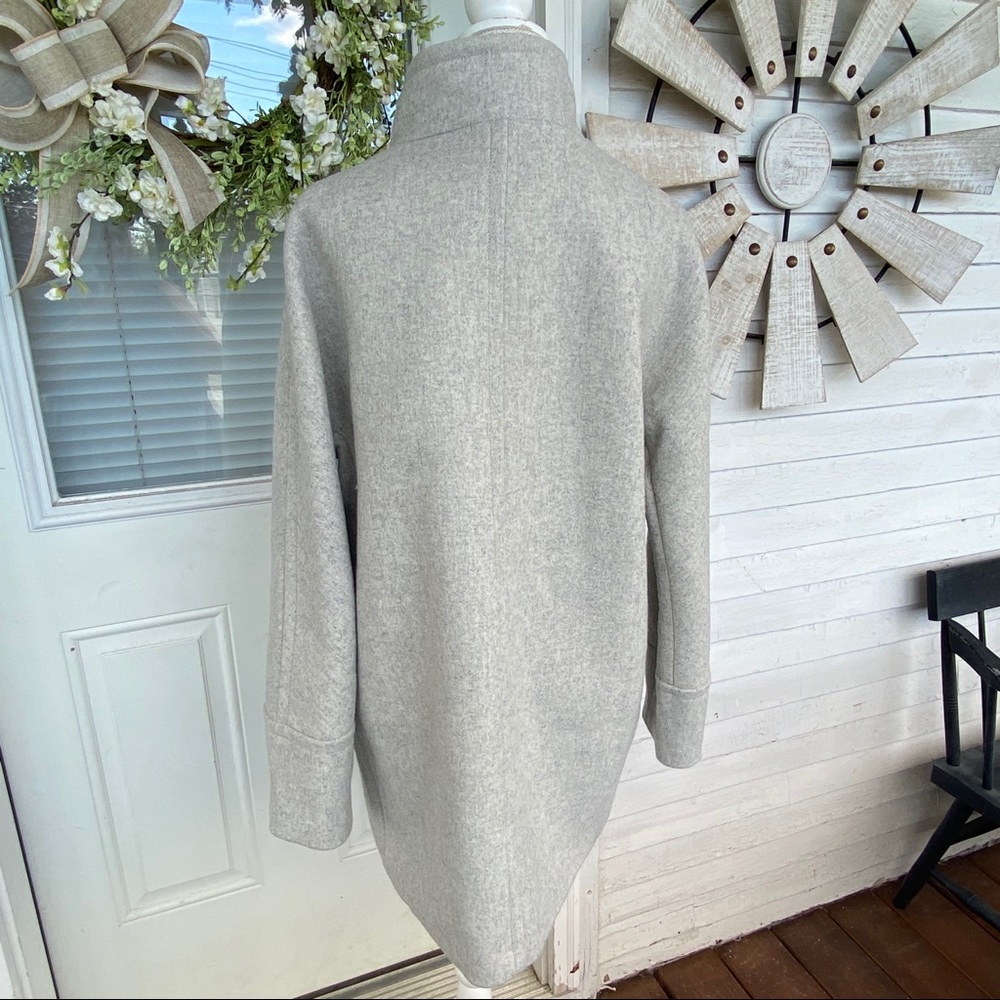 New! J Crew Heather Grey Stand Collar Wool Coat - Picture 14 of 15